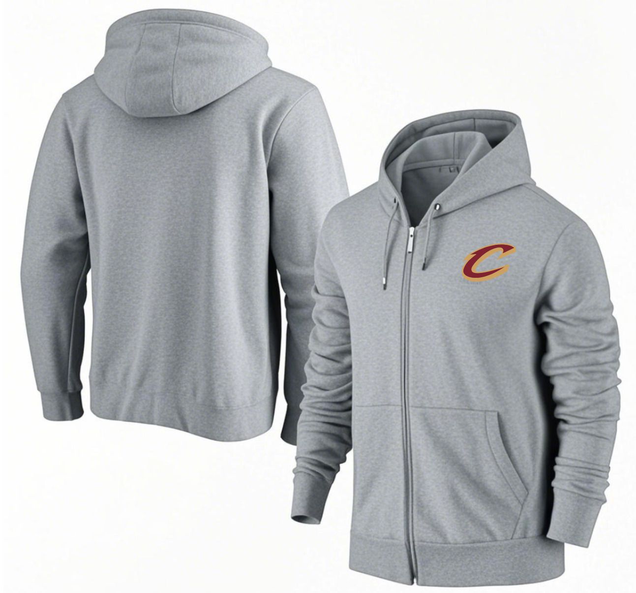 Men Cleveland Cavaliers Grey Zipper hoodie 2025 NBA Jersey style 1->cleveland cavaliers->NBA Jersey